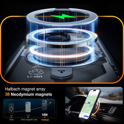 Funda MagSafe para Apple iPhone 15, Torras, Ostand, Negra