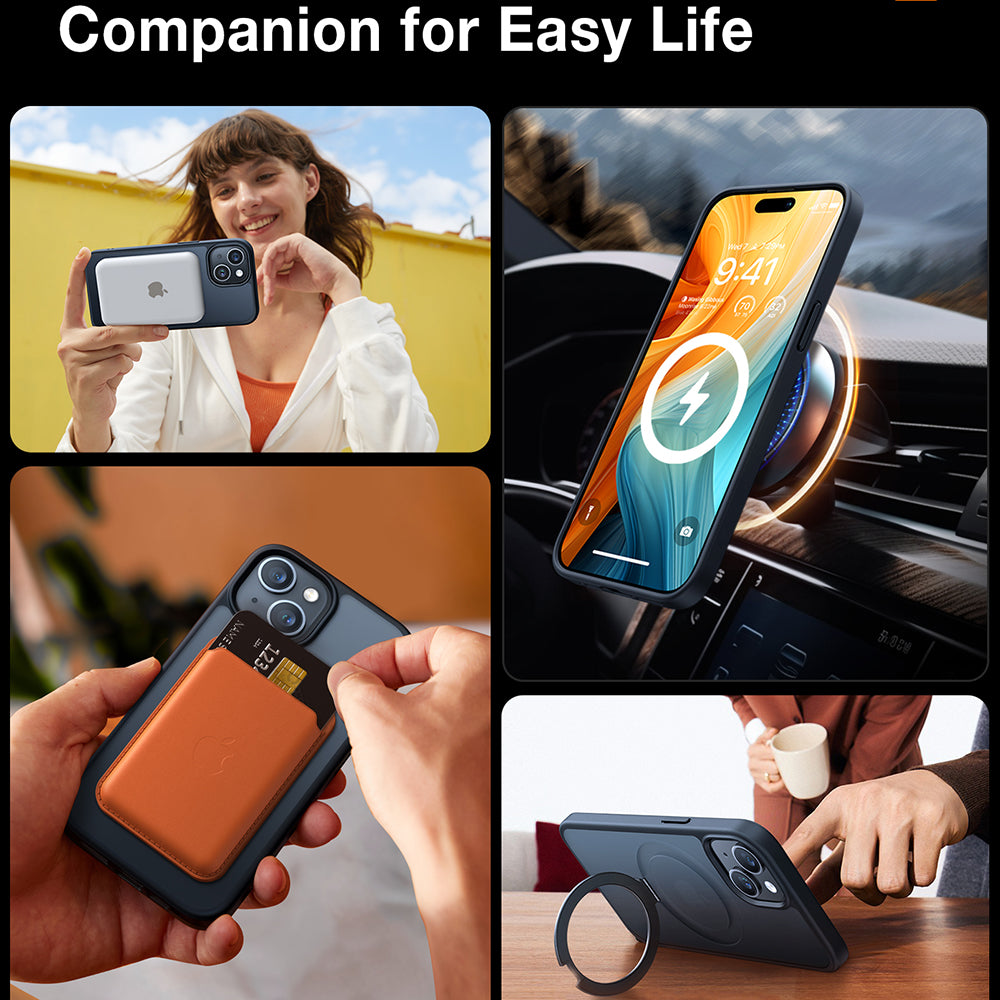 Funda MagSafe para Apple iPhone 15, Torras, Ostand, Negra