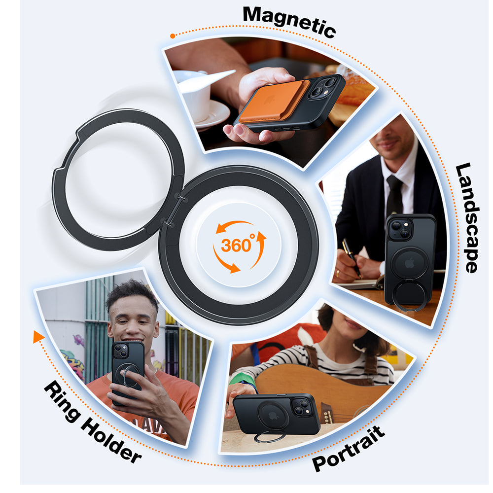 Funda MagSafe para Apple iPhone 15, Torras, Ostand Pro, Negra