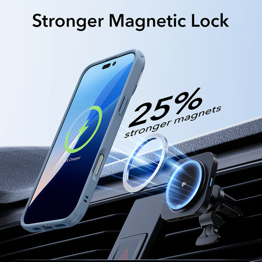 Funda MagSafe para Apple iPhone 16, ESR, Classic Hybrid Kickstand, Azul Transparente