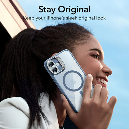 Funda MagSafe para Apple iPhone 16, ESR, Classic Hybrid Kickstand, Azul Transparente