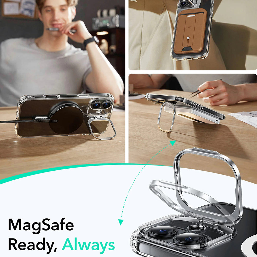 MagSafe Case for Apple iPhone 16, ESR, Classic Hybrid Kickstand, Transparent