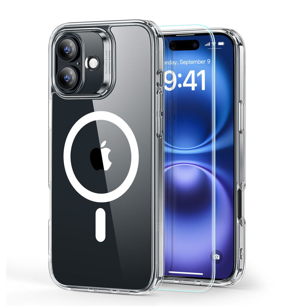 Funda MagSafe para Apple iPhone 16, ESR, Classic Hybrid con Protector de Pantalla, Transparente