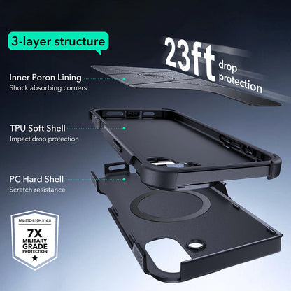 Funda MagSafe para Apple iPhone 16, ESR, Cyber Armor Kickstand, Negra