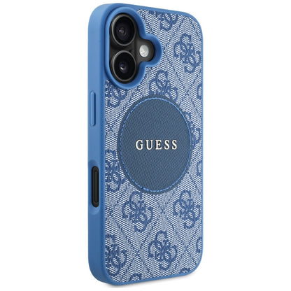 Funda MagSafe para Apple iPhone 16, Guess, 4G Circle Classic Logo, Azul