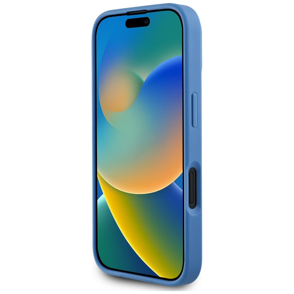 Funda MagSafe para Apple iPhone 16, Guess, 4G Circle Classic Logo, Azul