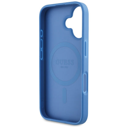 Funda MagSafe para Apple iPhone 16, Guess, 4G Circle Classic Logo, Azul