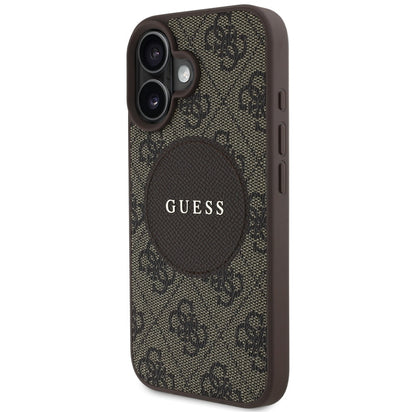 Funda MagSafe para Apple iPhone 16, Guess, 4G Circle Classic Logo, Marrón