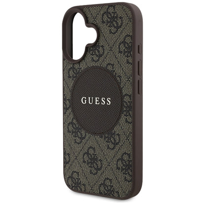 Funda MagSafe para Apple iPhone 16, Guess, 4G Circle Classic Logo, Marrón