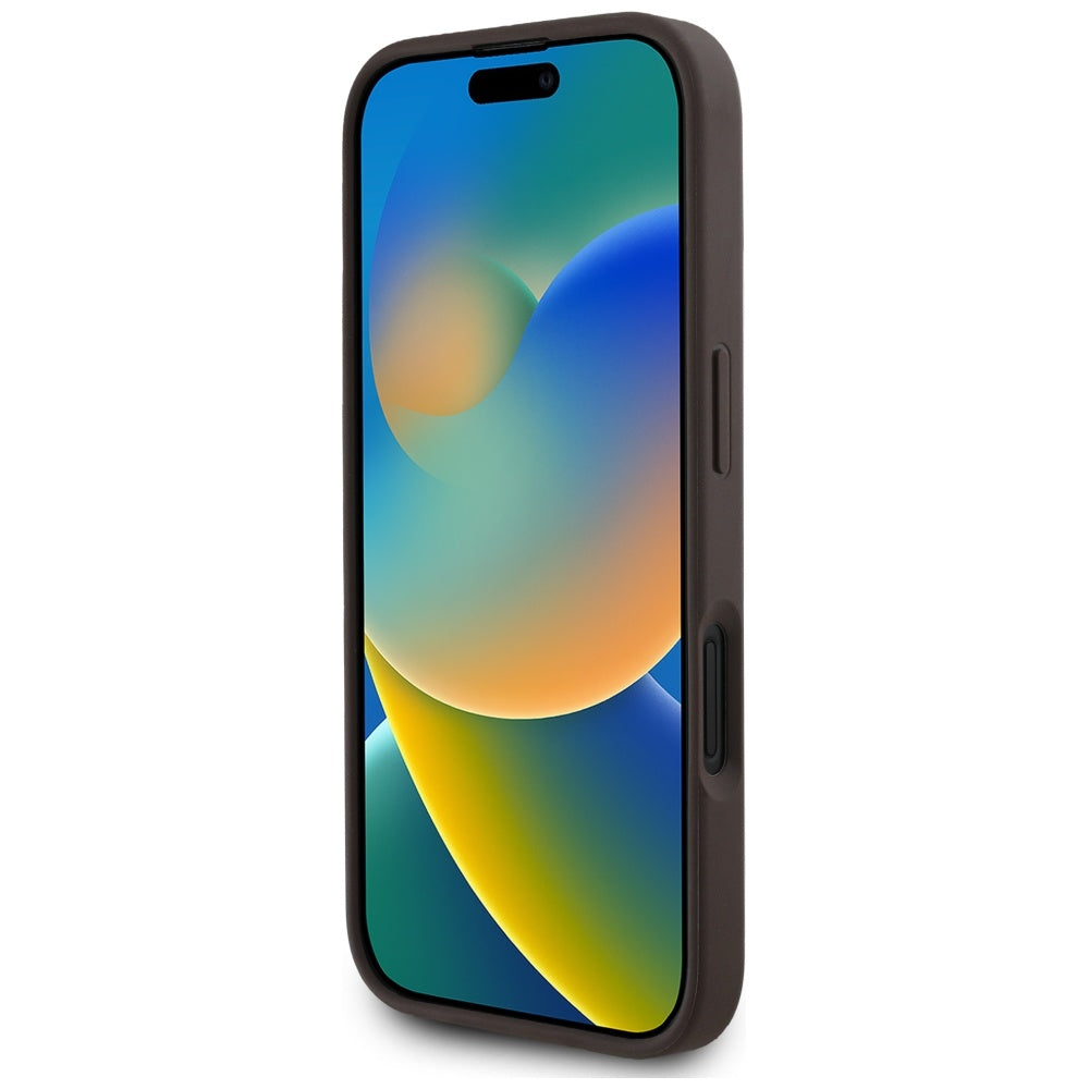 Funda MagSafe para Apple iPhone 16, Guess, 4G Circle Classic Logo, Marrón