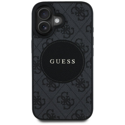 Funda MagSafe para Apple iPhone 16, Guess, 4G Circle Classic Logo, Negra