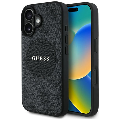 Funda MagSafe para Apple iPhone 16, Guess, 4G Circle Classic Logo, Negra