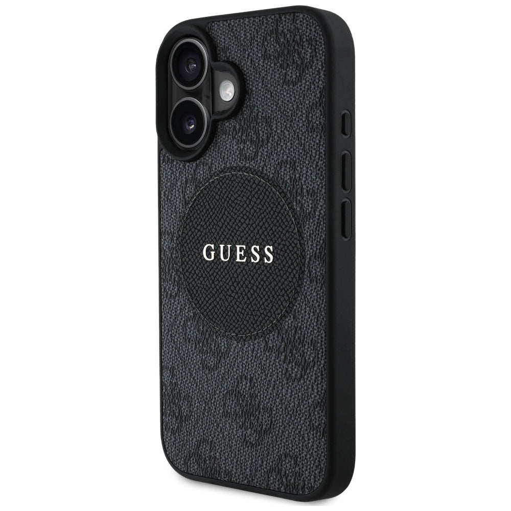 Funda MagSafe para Apple iPhone 16, Guess, 4G Circle Classic Logo, Negra