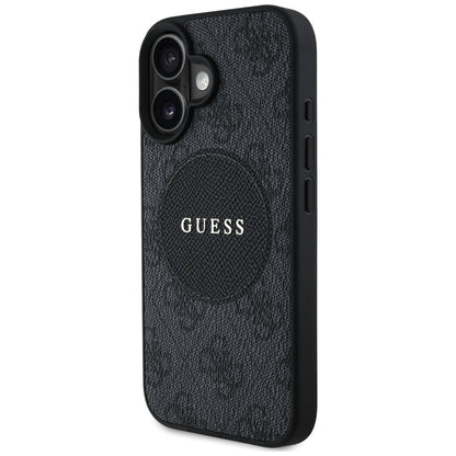 Funda MagSafe para Apple iPhone 16, Guess, 4G Circle Classic Logo, Negra