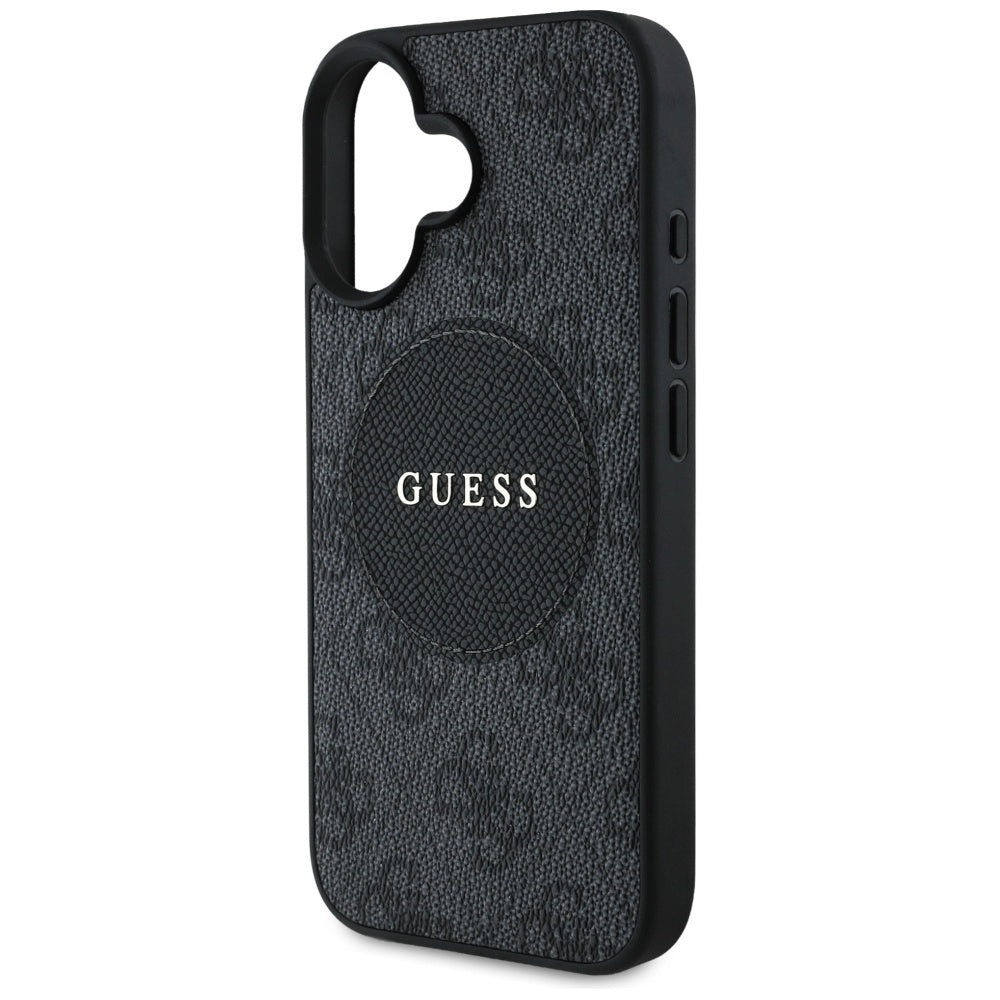 Funda MagSafe para Apple iPhone 16, Guess, 4G Circle Classic Logo, Negra
