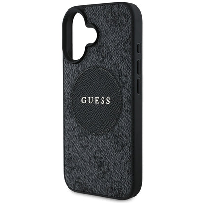 Funda MagSafe para Apple iPhone 16, Guess, 4G Circle Classic Logo, Negra