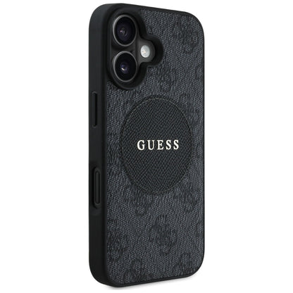 Funda MagSafe para Apple iPhone 16, Guess, 4G Circle Classic Logo, Negra