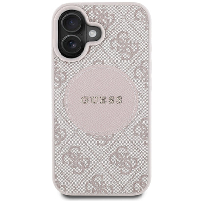 Funda MagSafe para Apple iPhone 16, Guess, 4G Circle Classic Logo, Rosa