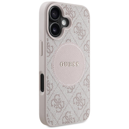 Funda MagSafe para Apple iPhone 16, Guess, 4G Circle Classic Logo, Rosa