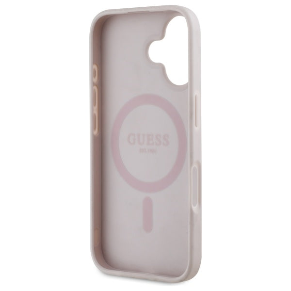 Funda MagSafe para Apple iPhone 16, Guess, 4G Flowers Print, Rosa