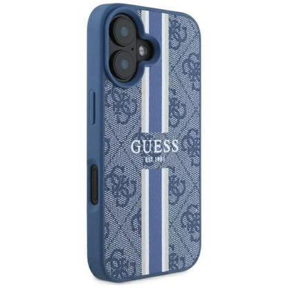 Funda MagSafe para Apple iPhone 16, Guess, 4G Printed Stripes, Azul