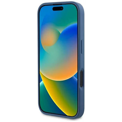 Funda MagSafe para Apple iPhone 16, Guess, 4G Printed Stripes, Azul