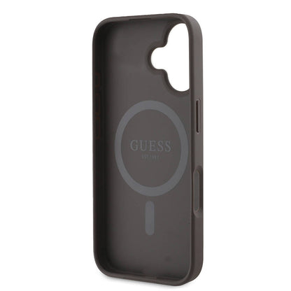 Funda MagSafe para Apple iPhone 16, Guess, 4G Printed Stripes, Marrón