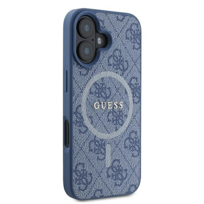 Funda MagSafe para Apple iPhone 16, Guess, 4G Ring Classic Logo, Azul