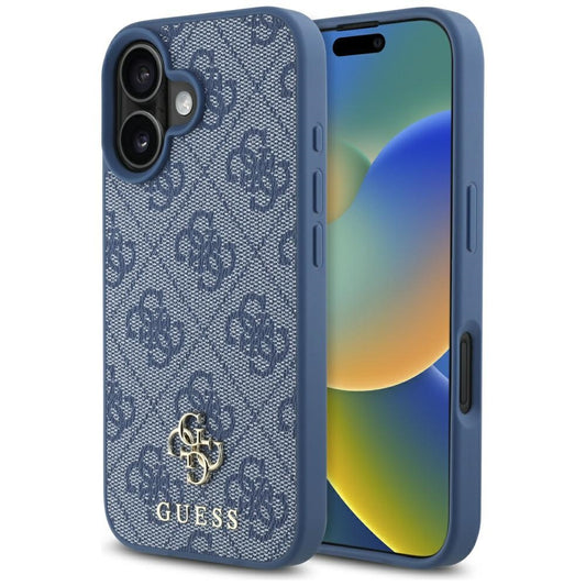 Funda MagSafe para Apple iPhone 16, Guess, 4G Small and Classic Logo, Azul