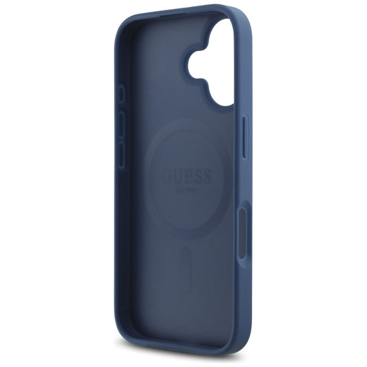 Funda MagSafe para Apple iPhone 16, Guess, 4G Small and Classic Logo, Azul