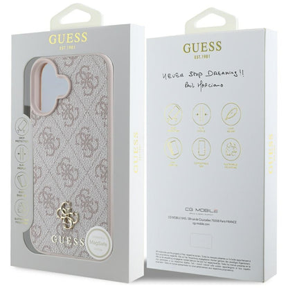 Funda MagSafe para Apple iPhone 16, Guess, 4G Small and Classic Logo, Rosa