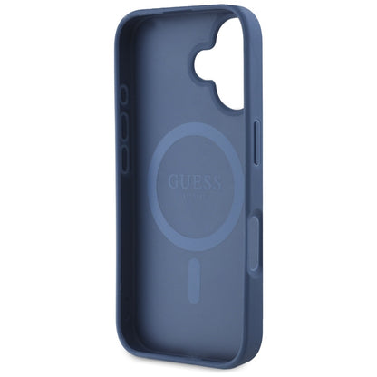 Funda MagSafe para Apple iPhone 16, Guess, Grained Flowers, Azul