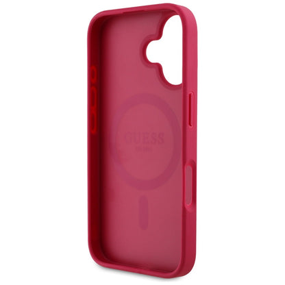 Funda MagSafe para Apple iPhone 16, Guess, Grained Flowers, Fucsia