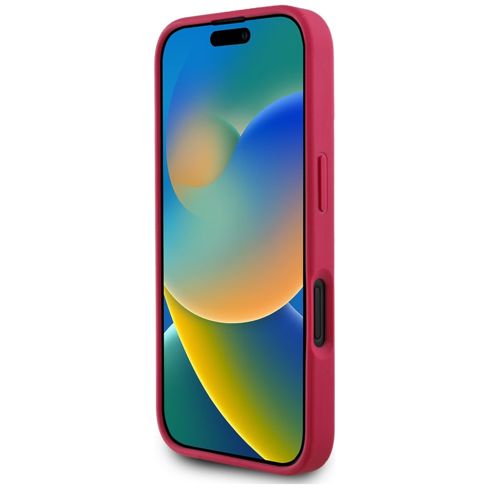 Funda MagSafe para Apple iPhone 16, Guess, Grained Flowers, Fucsia