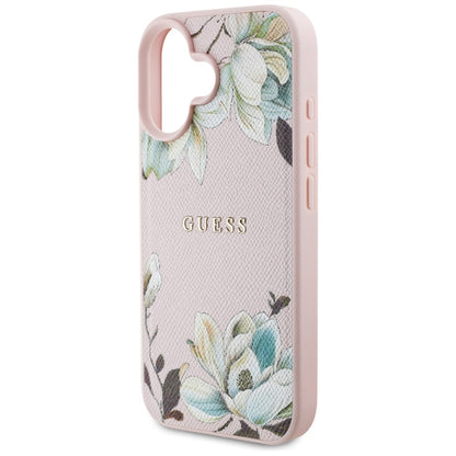 Funda MagSafe para Apple iPhone 16, Guess, Grained Flowers, Rosa