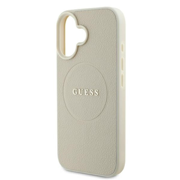 Funda MagSafe para Apple iPhone 16, Guess, Grained Gold Ring, Beige