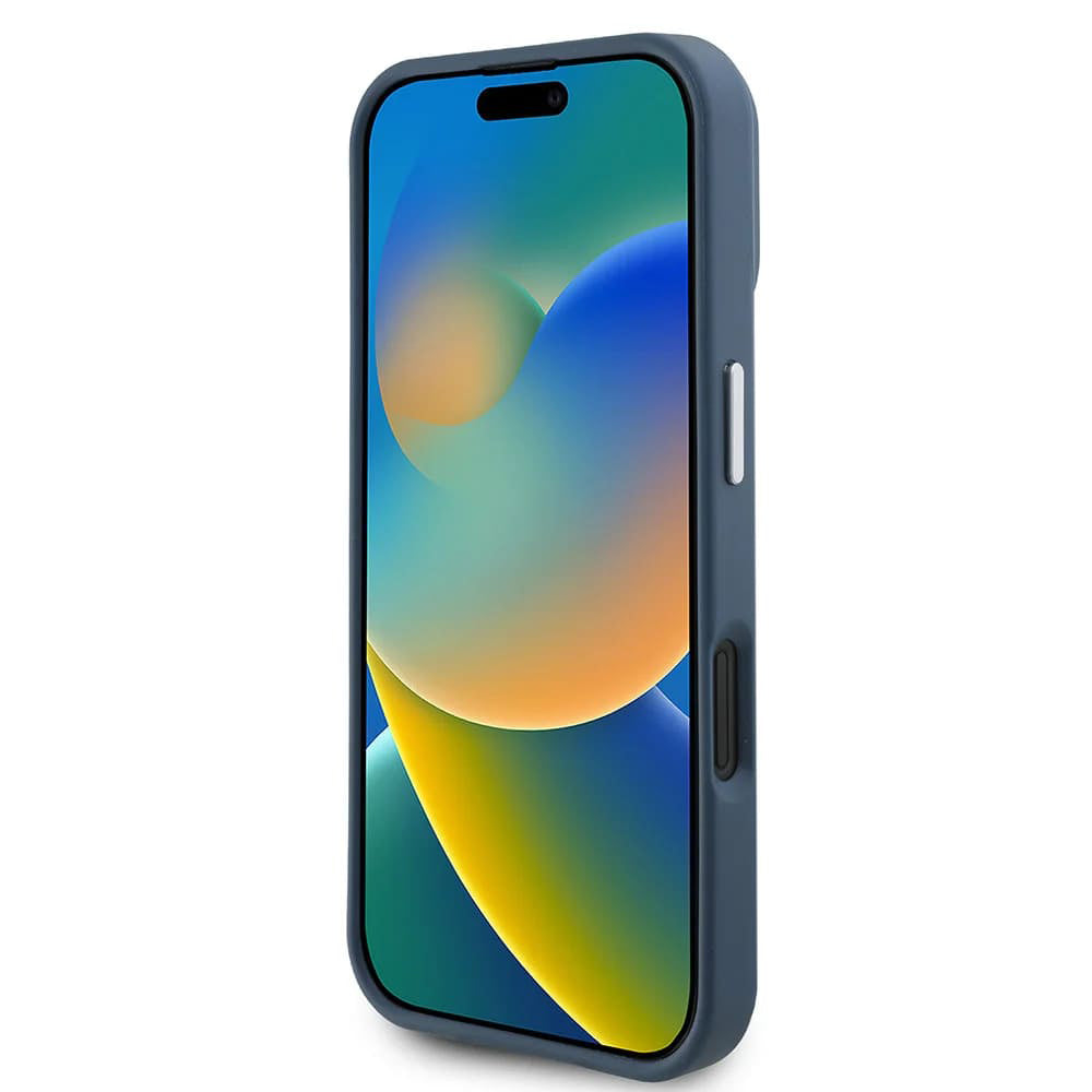 Funda MagSafe para Apple iPhone 16, Guess, Logo Triángulo Granulado, Negra