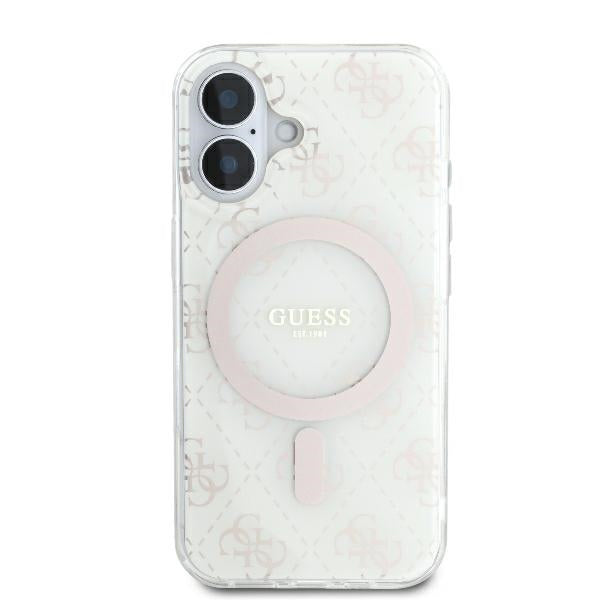 Funda MagSafe para Apple iPhone 16, Guess, IML 4G Background, Blanca