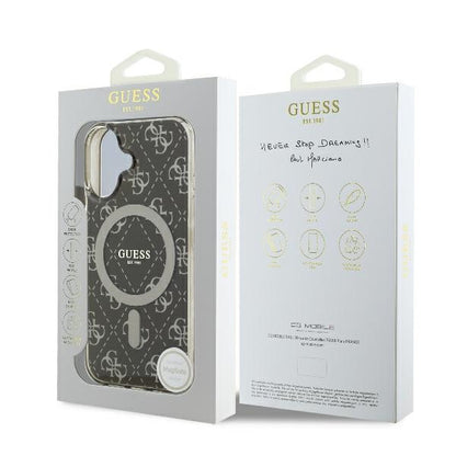 Funda MagSafe para Apple iPhone 16, Guess, IML 4G Background, Marrón