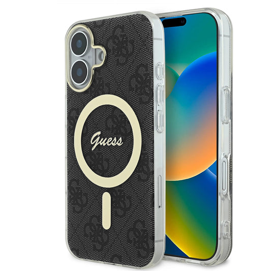 Funda MagSafe para Apple iPhone 16, Guess, IML 4G, Negra