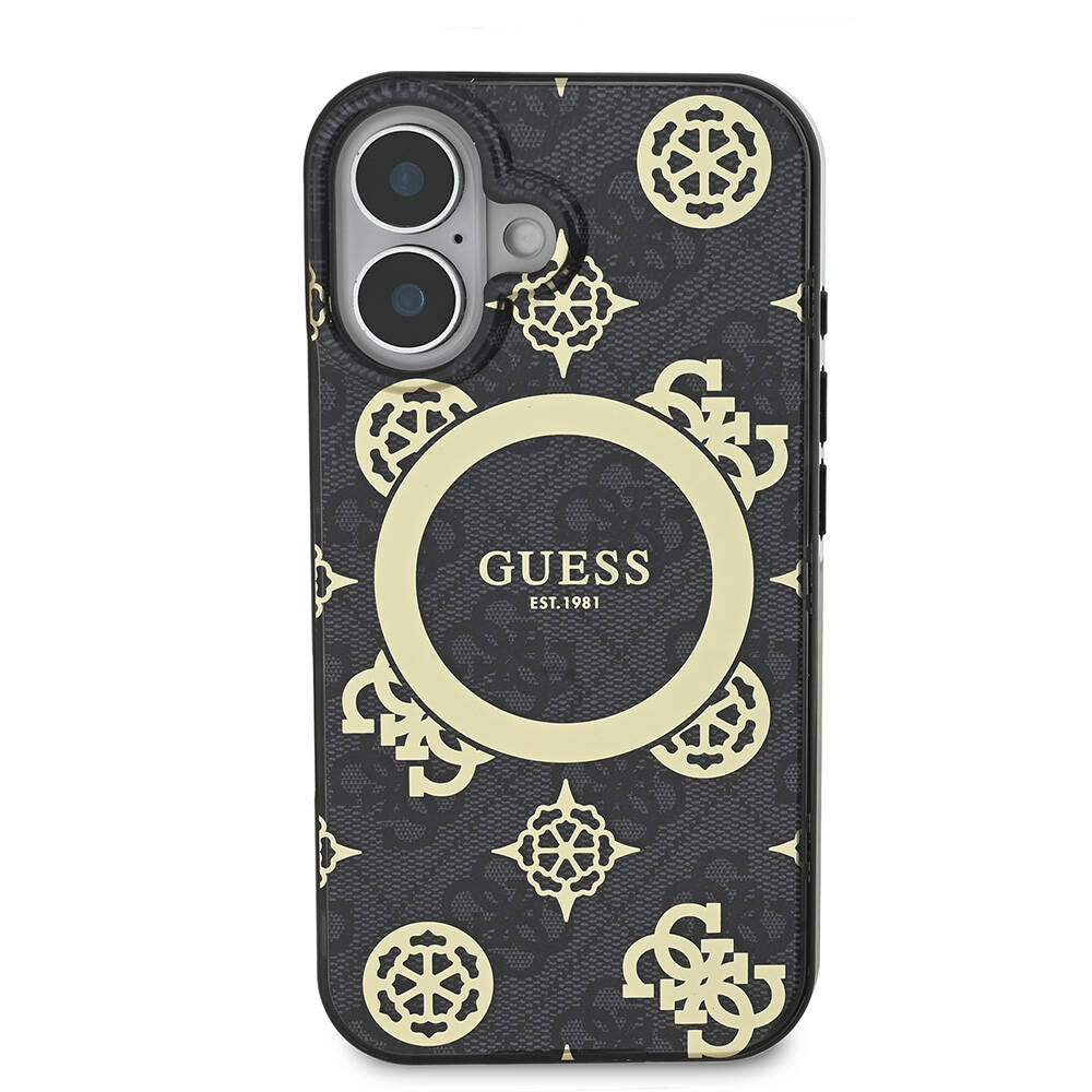 Funda MagSafe para Apple iPhone 16, Guess, IML 4G Peony, Negra GUHMP16SH4PYEEK