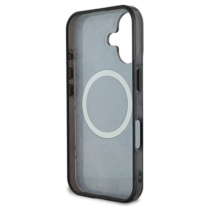 Funda MagSafe para Apple iPhone 16, Guess, IML 4G Peony, Negra GUHMP16SH4PYEEK