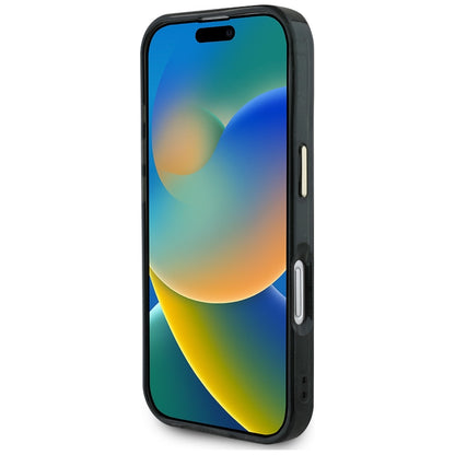 Funda MagSafe para Apple iPhone 16, Guess, IML Glitter 4G Circle Triangle, Negra