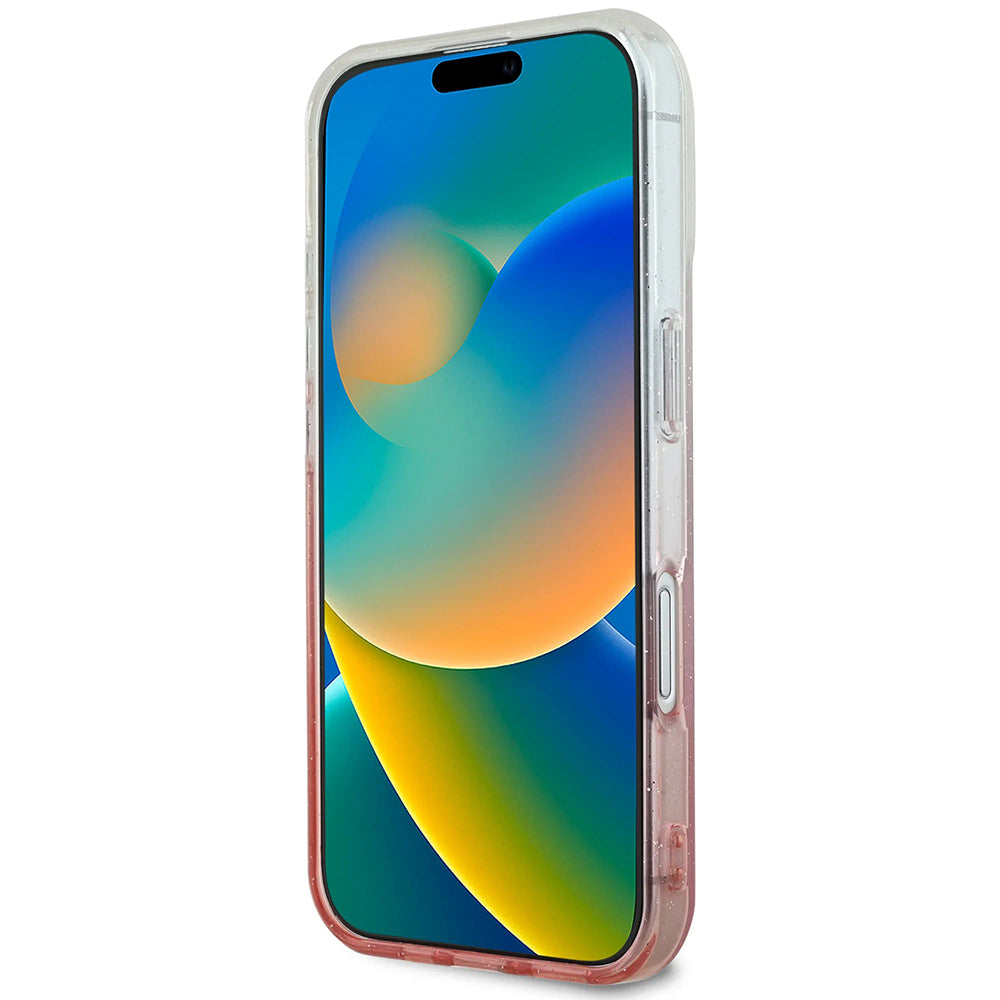 Funda MagSafe para Apple iPhone 16, Guess, IML Glitter Gradient, Marrón