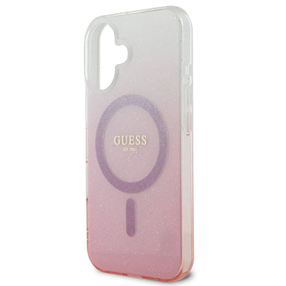 Funda MagSafe para Apple iPhone 16, Guess, IML Glitter Gradient, Marrón