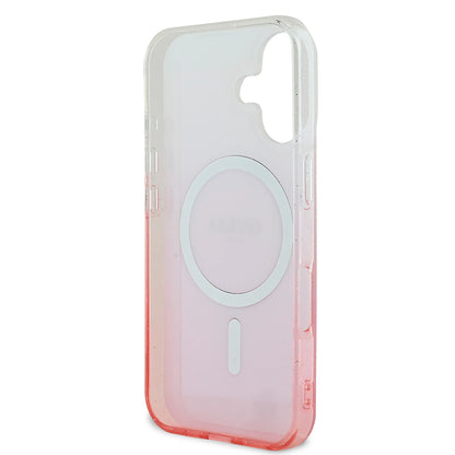 Funda MagSafe para Apple iPhone 16, Guess, IML Glitter Gradient, Marrón