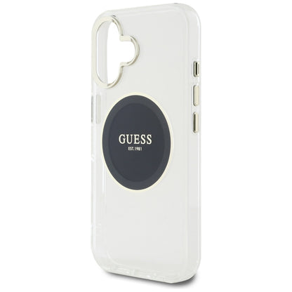 Funda MagSafe para Apple iPhone 16, Guess, IML Metal Colored Circle, Negra