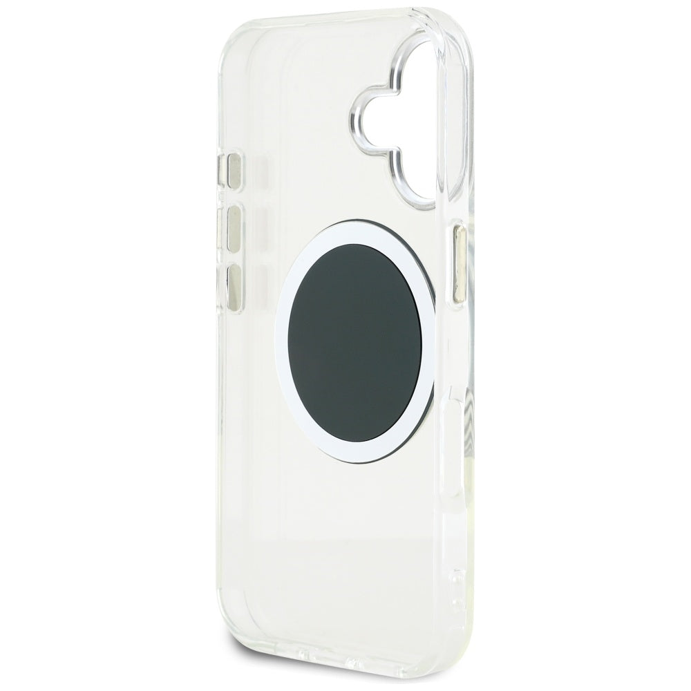 Funda MagSafe para Apple iPhone 16, Guess, IML Metal Colored Circle, Negra