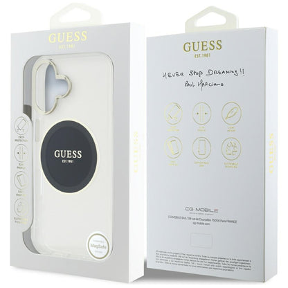 Funda MagSafe para Apple iPhone 16, Guess, IML Metal Colored Circle, Negra