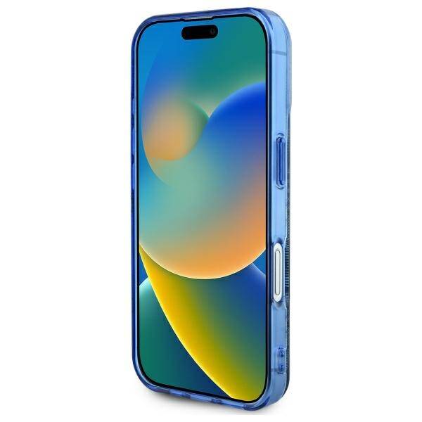 Funda MagSafe para Apple iPhone 16, Guess, IML Peony On 4G Background, Azul